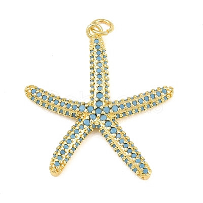 Brass Micro Pave Sky Blue Cubic Zirconia Pendants CU-CBA4A93-01F-G-1