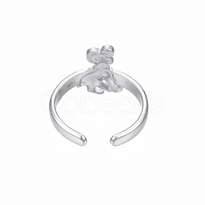 Non-Tarnish 304 Stainless Steel 12 Constellations/Zodiac Signs Open Cuff Ring for Women RJEW-S405-156P-1