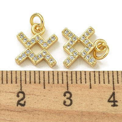 Rack Plating Brass Micro Pave Cubic Zirconia Pendants KK-K386-02F-G-1