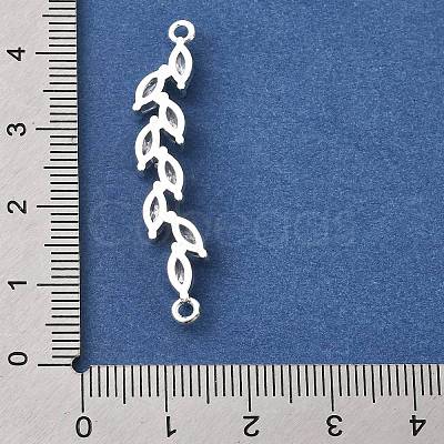 Brass Pave Clear Cubic Zirconia Leaf Links Connector Charms X-KK-Z156-15S-1