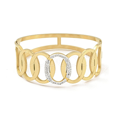 304 Stainless Steel Pave Crystal Rhinestone Hollow Out Hinged Bangles for Women BJEW-D044-07B-G-1
