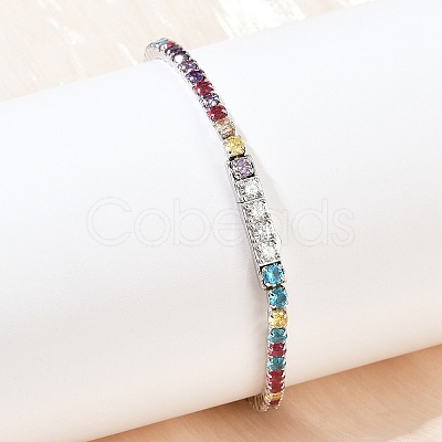 925 Sterling Silver Micro Pave Cubic Zirconia Tennis Bracelets for Women BJEW-C117-01A-P01-1
