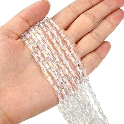 Electroplate Glass Beads Strands X-EGLA-R020-8x4mm-13-1