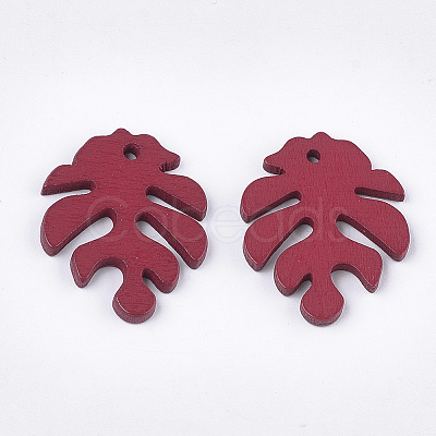 Painted Poplar Wood Pendants WOOD-T021-11B-1