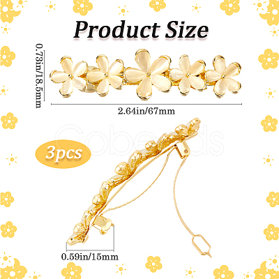 3Pcs Flower Alloy Cat Eye Hair Barrettes PHAR-BBC0001-01-1