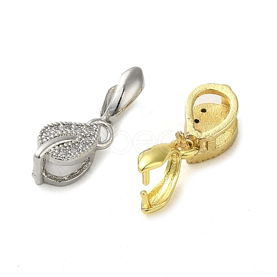 Rack Plating Brass Micro Pave Clear Cubic Zirconia Ice Pick Pinch Bails KK-K340-09-1