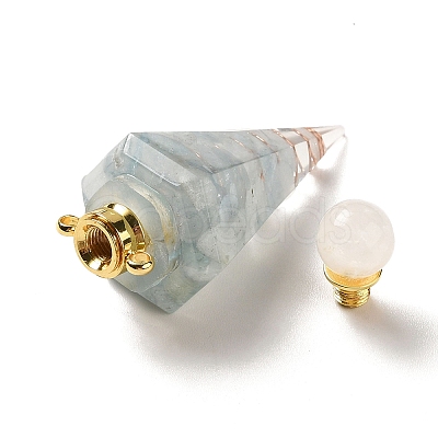 Natural Aquamarine Perfume Bottle Pendants G-H285-01G-08-1
