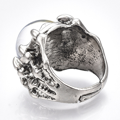 Adjustable Alloy Glass Finger Rings RJEW-T006-02B-1
