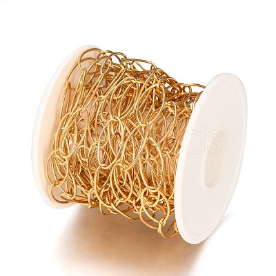 PVD Vacuum Plating 304 Stainless Steel Paperclip Chains CHS-O008-01G-1