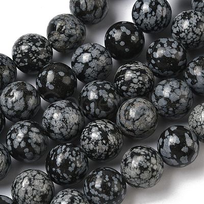 Natural Snowflake Obsidian Beads Strands G-F818-A10-16mm-1