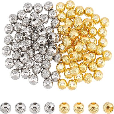 100Pcs 2 Color 304 Stainless Steel Beads STAS-UN0036-81-1