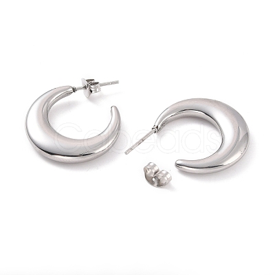 Non-Tarnish 304 Stainless Steel Crescent Moon Stud Earrings for Women EJEW-F280-05D-P-1