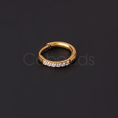 316 Stainless Steel Micro Pave Clear Cubic Zirconia Hoop Cartilage Earrings WG9FB89-08-1