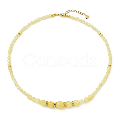 Natural Golden Silk Jade Round Graduated Beaded Necklaces NJEW-JN06330-1