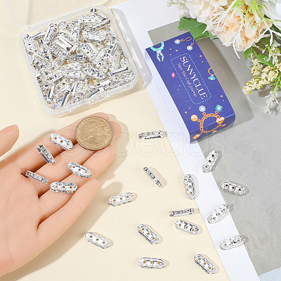 100Pcs Alloy Crystal Rhinestone Spacer Bars FIND-SC0021-30-1