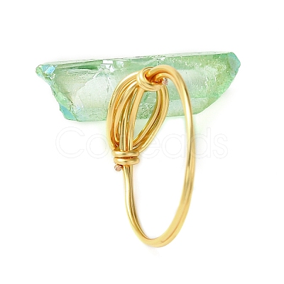 4Pcs 4 Color Dyed Natural Quartz Crystal Points Nuggets Finger Rings RJEW-TA00114-1