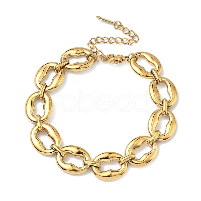 304 Stainless Steel Oval Link Chain Bracelets for Women BJEW-F533-02A-G-1