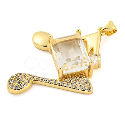 Rack Plating Brass Micro Pave Clear Cubic Zirconia Pendants ZIRC-L100-157G-01-1