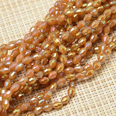 Electroplate Glass Beads Strands EGLA-J013-4X6mm-F05-1