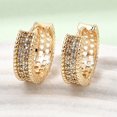 Brass Micro Pave Cubic Zirconia Hoop Earrings KK-CBACA55-01G-1