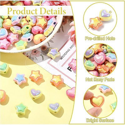 30Pcs 5 Colors Opaque Acrylic Beads SACR-YW0001-88A-1