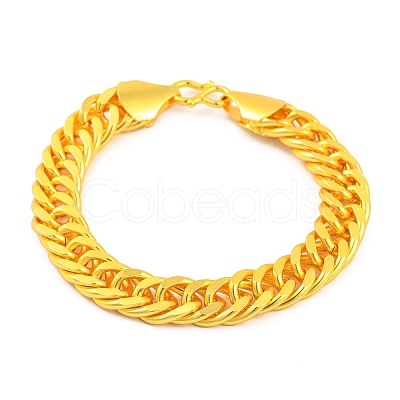 Brass Cuban Link Chain Bracelets BJEW-G710-01G-1