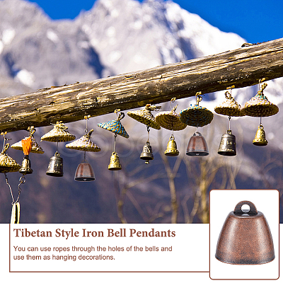 Tibetan Style Iron Bell Pendants FIND-WH0034-22R-1