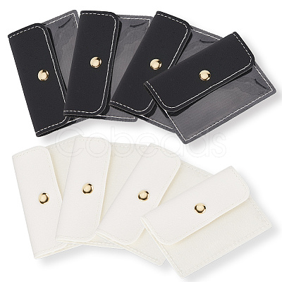 8Pcs 2 Colors Portable Imitation Leather Jewelry Bags for Travel ABAG-SP0001-37-1