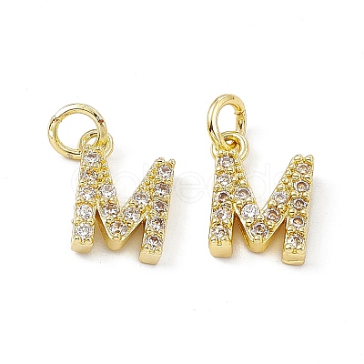 Real 18K Gold Plated Brass Micro Pave Clear Cubic Zirconia Charms KK-E068-VB452-M-1
