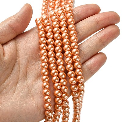 Eco-Friendly Dyed Glass Pearl Bead Strands HY-A008-6mm-RB113-1