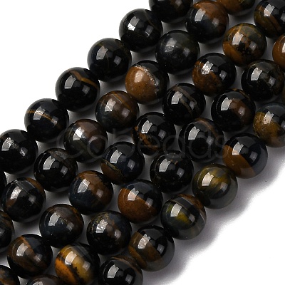 Dyed Natural Blue Tiger Iron Beads Strands G-G286-A02-6mm-1