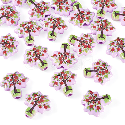 20pCS Printed Opaque Acrylic Beads OACR-TA0004-75B-1