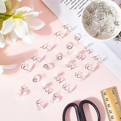 60Pcs Clear Acrylic Flat Round Head Iron Twist Pins FIND-SP0004-66-1
