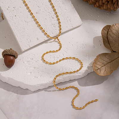 Elegant 304 Stainless Steel Rice Chain Y-Shaped Necklaces for Women DQ6451-1