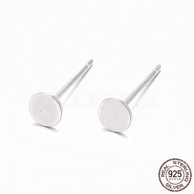 925 Sterling Silver Flat Pad Stud Earring Findings STER-K167-045C-S-1