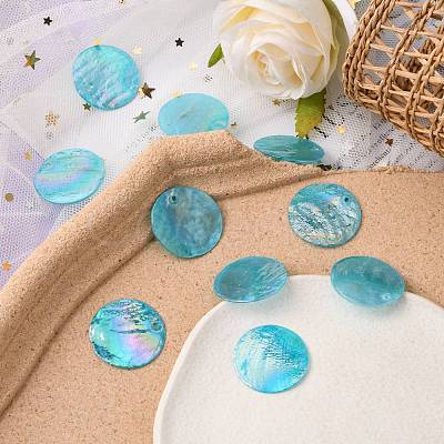 AB Color Plated Capiz Shell Pendants SSHEL-T008-01B-1