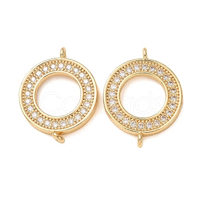 Brass Micro Pave Clear Cubic Zirconia Connector Charms CU-CBA4579-11G-1
