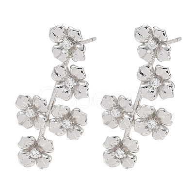 Brass Micro Pave Cubic Zirconia Stud Earrings for Women EJEW-A167-24P-1