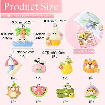 10Pcs 10 Styles Opaque Resin Pendants FIND-YW0005-72-1