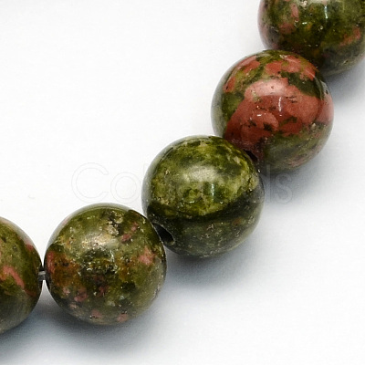 Natural Unakite Round Beads Strands X-G-S175-6mm-1