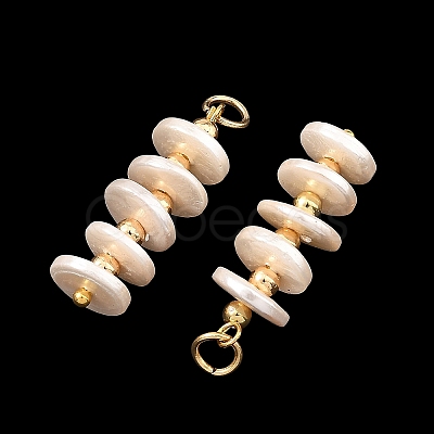 Electroplated Shell Pearl & Brass Pendants PALLOY-JF06078-1
