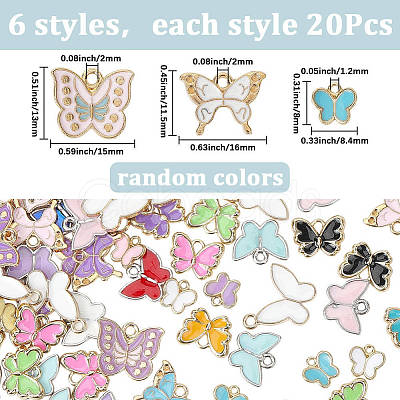 120Pcs 6 Styles Alloy Enamel Pendants ENAM-SC0007-03B-1