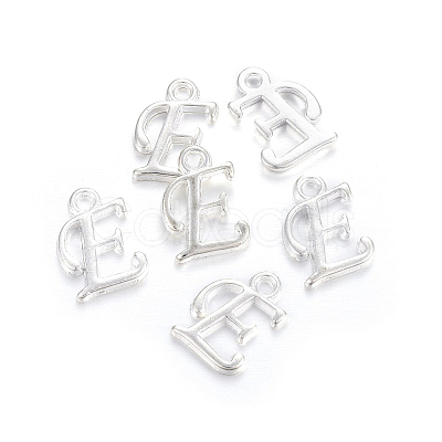 Silver Color Plated Alloy Letter Pendants PALLOY-J718-01S-E-1