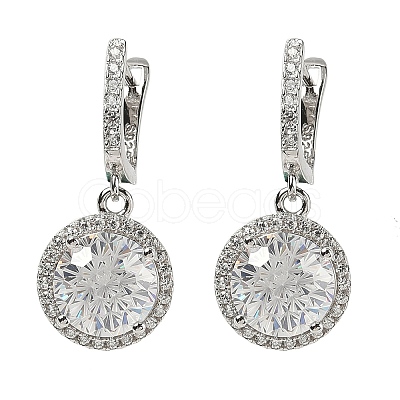 925 Sterling Silver Micro Pave Cubic Zirconia Hoop Earrings EJEW-B147-01B-01-1