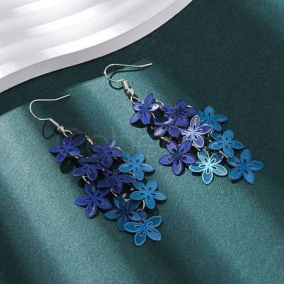 430 Stainless Steel Flower Dangle Earrings EJEW-A137-07P-04-1