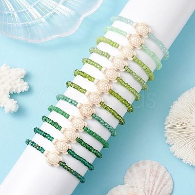 12Pcs Dyed Synthetic Turtle Bracelets BJEW-JB13502-01-1