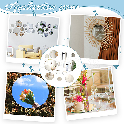 12Pcs 3 Styles  Flat Round Acrylic Self-Adhesive Mirror Wall Stickers AJEW-NB0007-07B-1