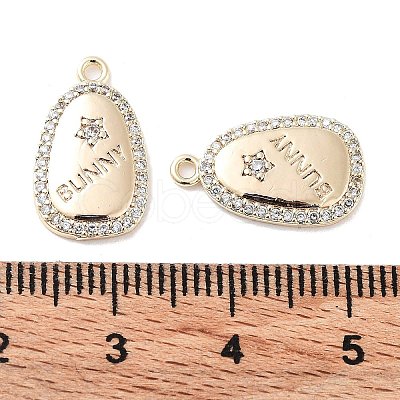 Brass Micro Pave Clear Cubic Zirconia Pendants KK-F871-26G-1