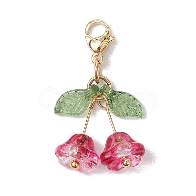 4Pcs 4 Styles Flower Glass & Acrylic Pendant Decorations HJEW-TA00265-1