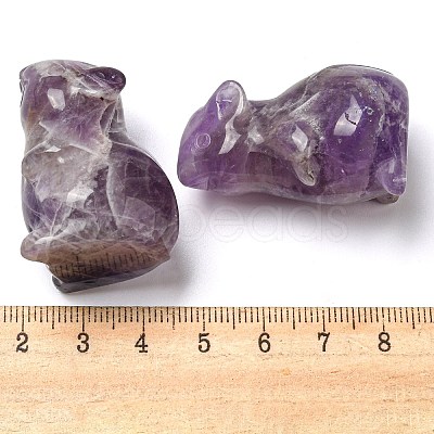 Natural & Synthetic Gemstone Carved Healing Mouse Figurines DJEW-D012-02G-1
